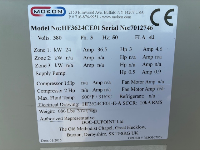 Réchauffeur à huile MOKON HTF SYSTEM 24 KW HF 3624 CE 01 - An 2015 (1)